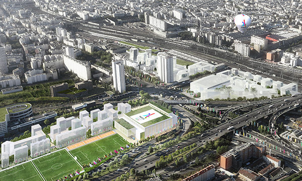 Vue générale du secteur Gare des Mines/Filettes avec l'Arena 2. © Paris 2024/Luxigon