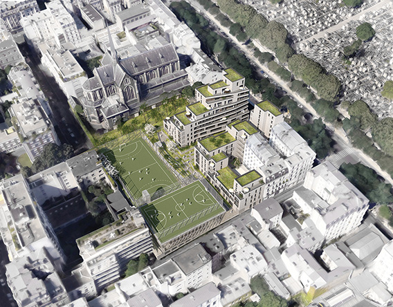 Perspective du projet de Paris habitat pour le TEP Menilmontant. © Paris habitat