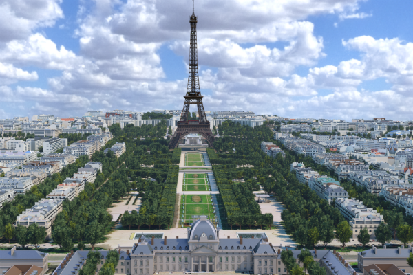 Vue en 3D du site Tour Eiffel. © Autodesk